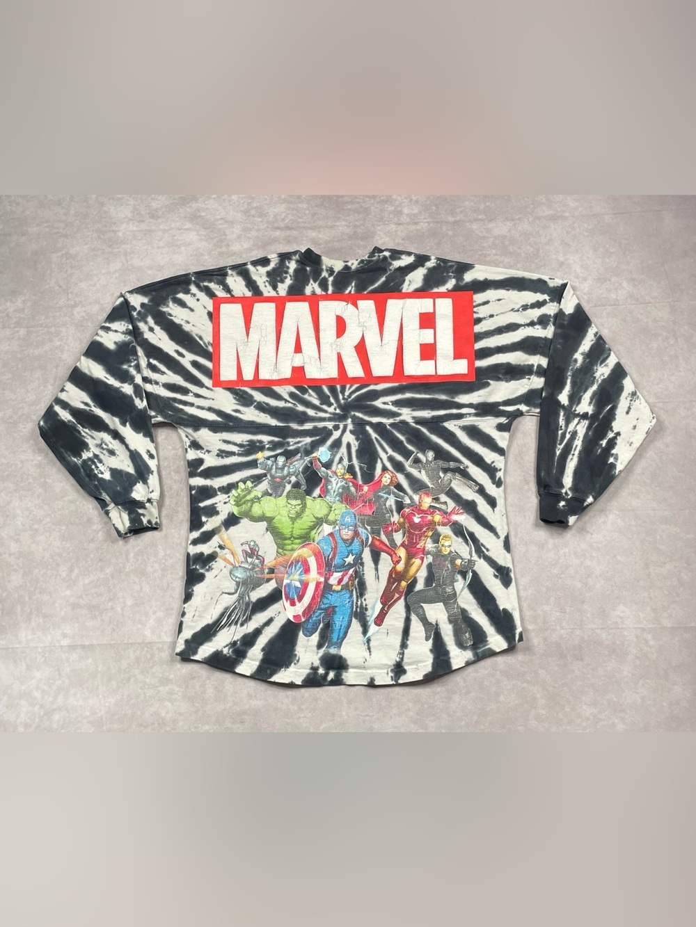Marvel Avengers Spirit Jersey Adult M Tie Dye Acid Wash Disney Parks Shirt